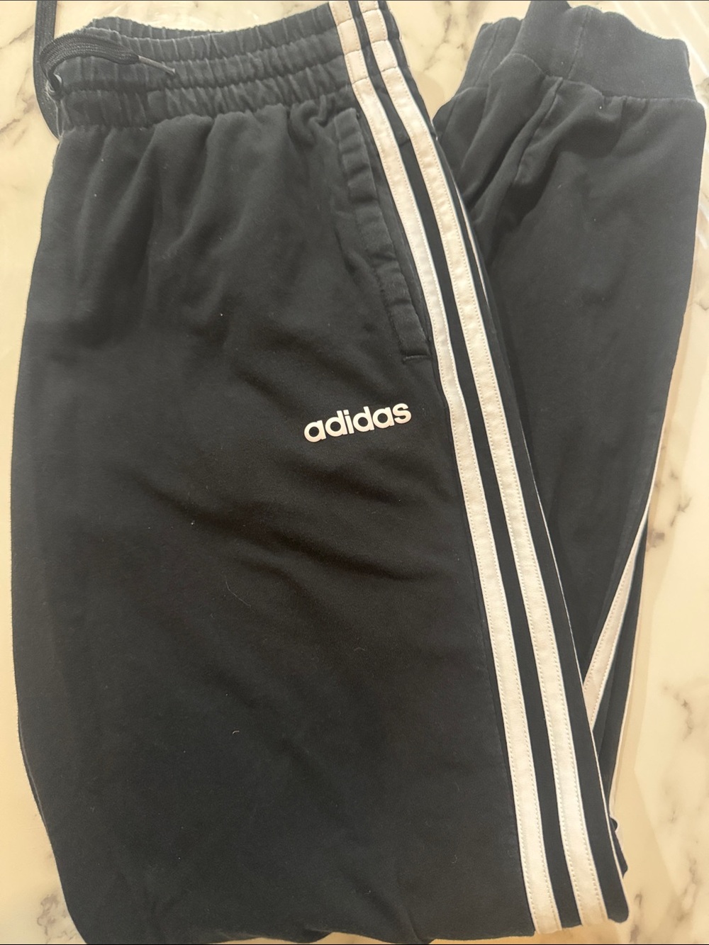 adidas Black Joggers with White Side Stripes